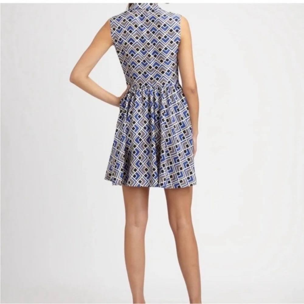 Kate Spade Lora Sleeveless Gray Blue Collared Silk Dress with Pockets